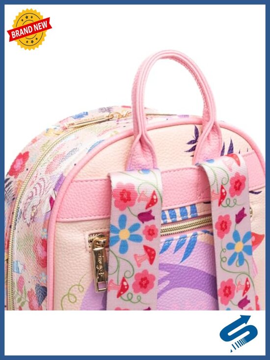 Faux Leather Mini Backpack with Adjustable Straps, Floral Pattern main image 4